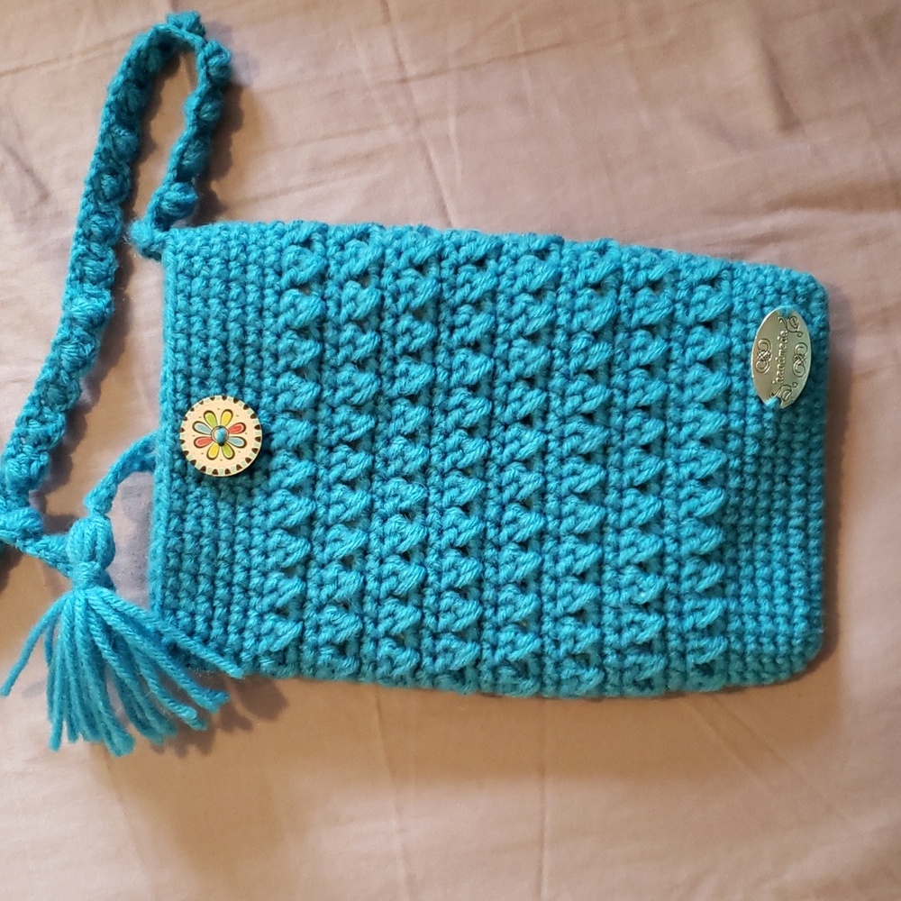 Handmade Crocheted by me Lined Cross Body Cell Phone Bag